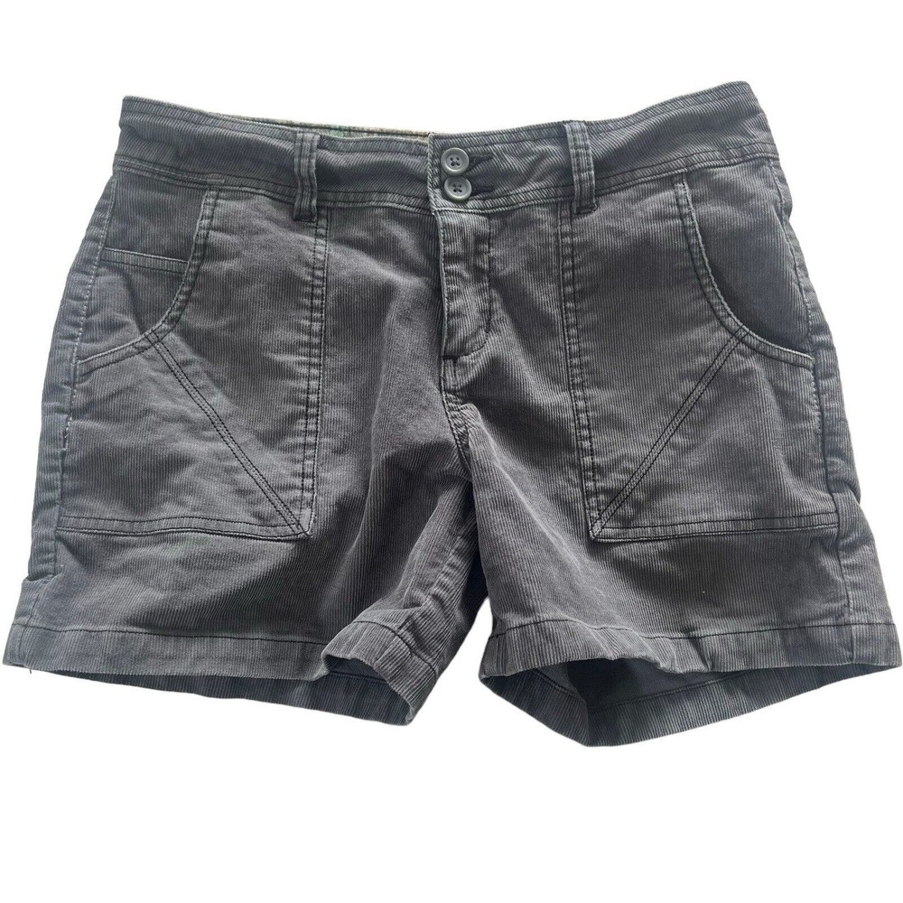 Prana Breathe Women’s Grey Corduroy Shorts Midrise Organic Cotton